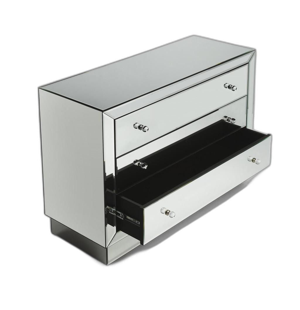 Glass Three Drawer Dresser - Clear