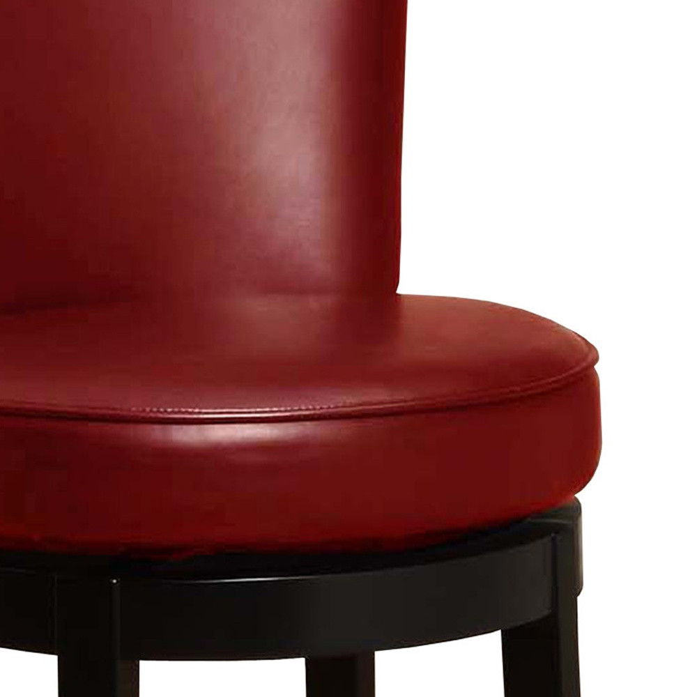 Solid Wood Swivel Bar Height Bar Chair - Red / Black