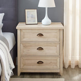 Transitional Farmhouse Framed 3 Drawer Nighstand With Cup Handles by Walker Edison | Bel Furniture