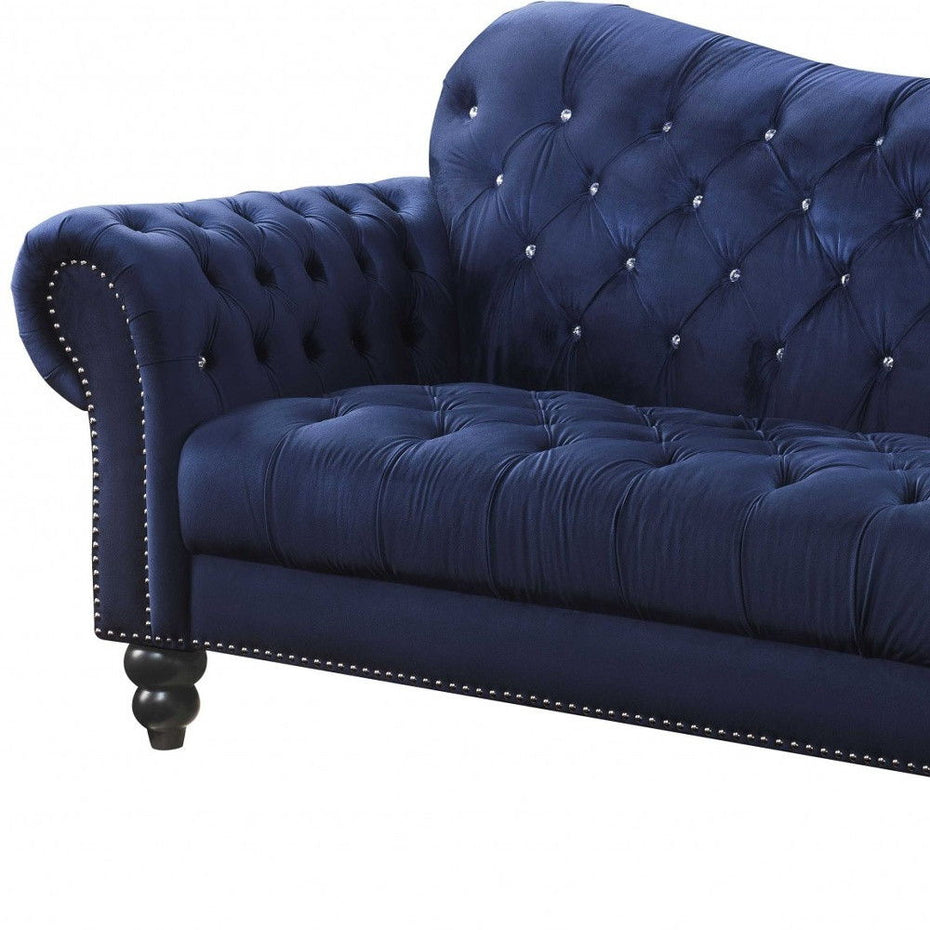 Velvet Loveseat - Navy Blue / Black