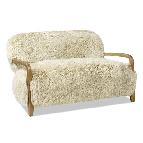Enchante - Sheepskin Accent Loveseat - Taupe / Natural - view 4
