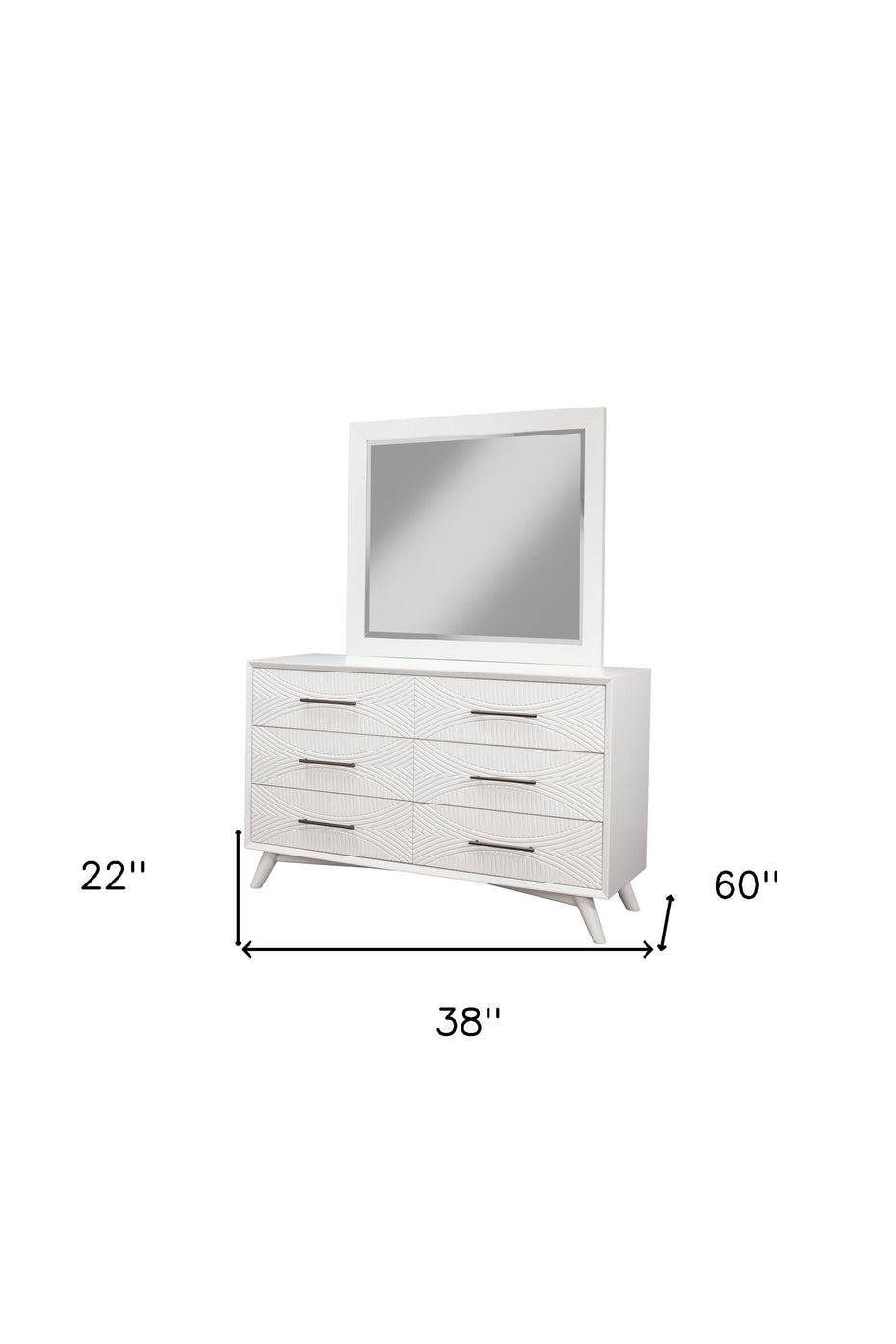 Solid Wood 6 Drawer Double Dresser - White