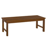 Modern Slat Top Solid Wood Patio Bench Dark Brown 18"W x 53"D x 14"H by Walker Edison | Bel Furniture