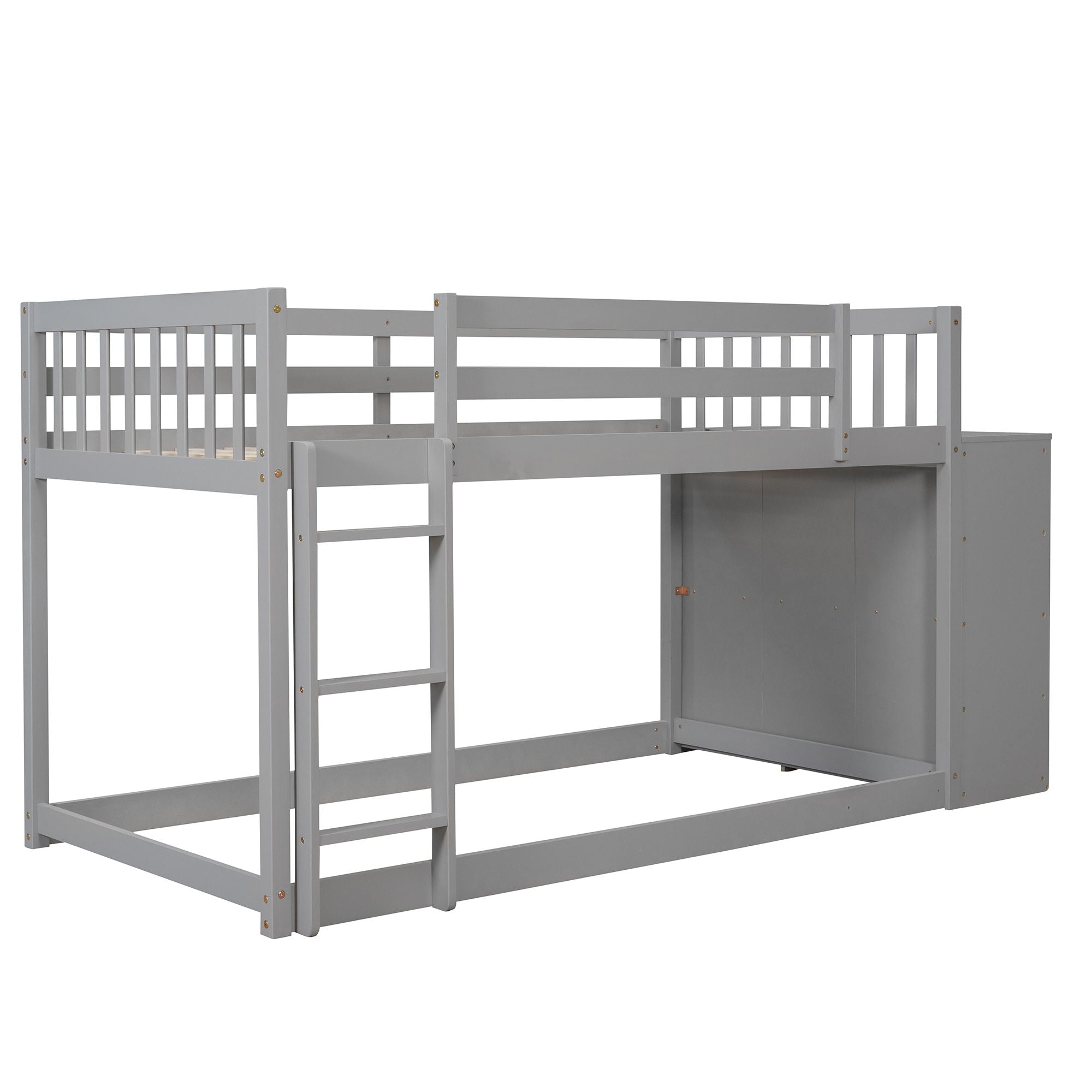 Twin Over Twin Bunk Bed With 4 Drawers And 3 Shelves