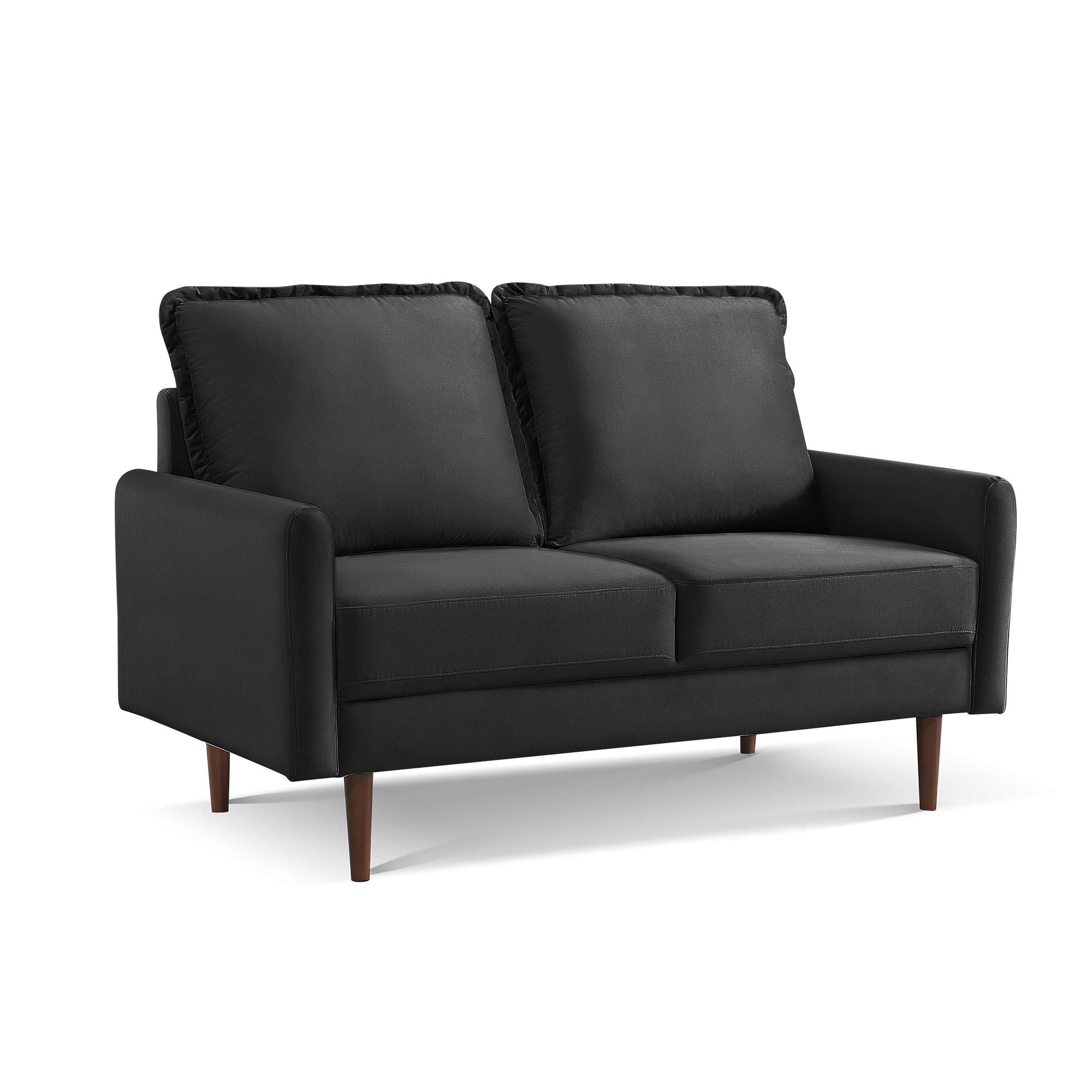 Velvet Loveseat - Black / Dark Brown