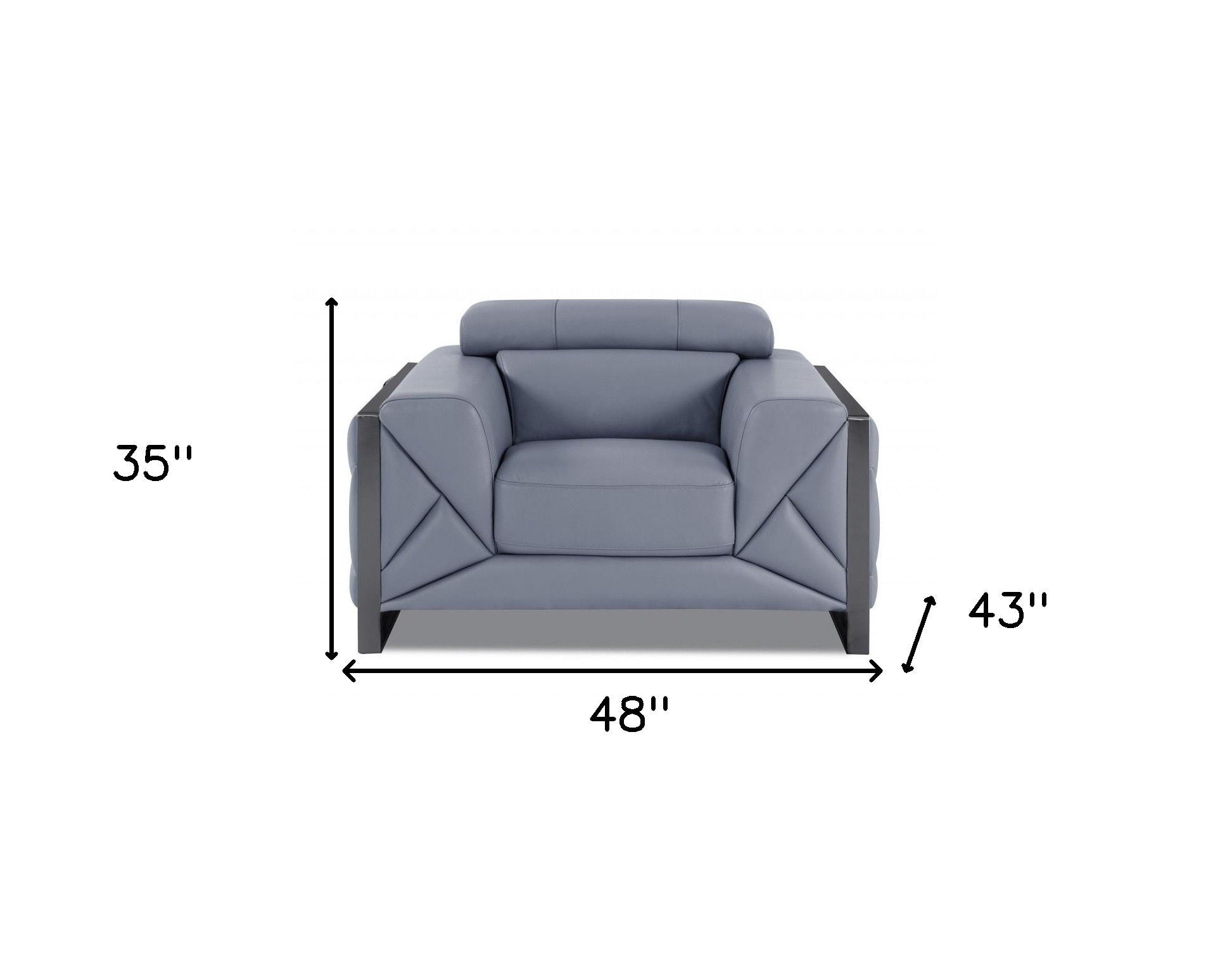 Mod Leather And Chrome Deco Accent Chair - Slate Blue