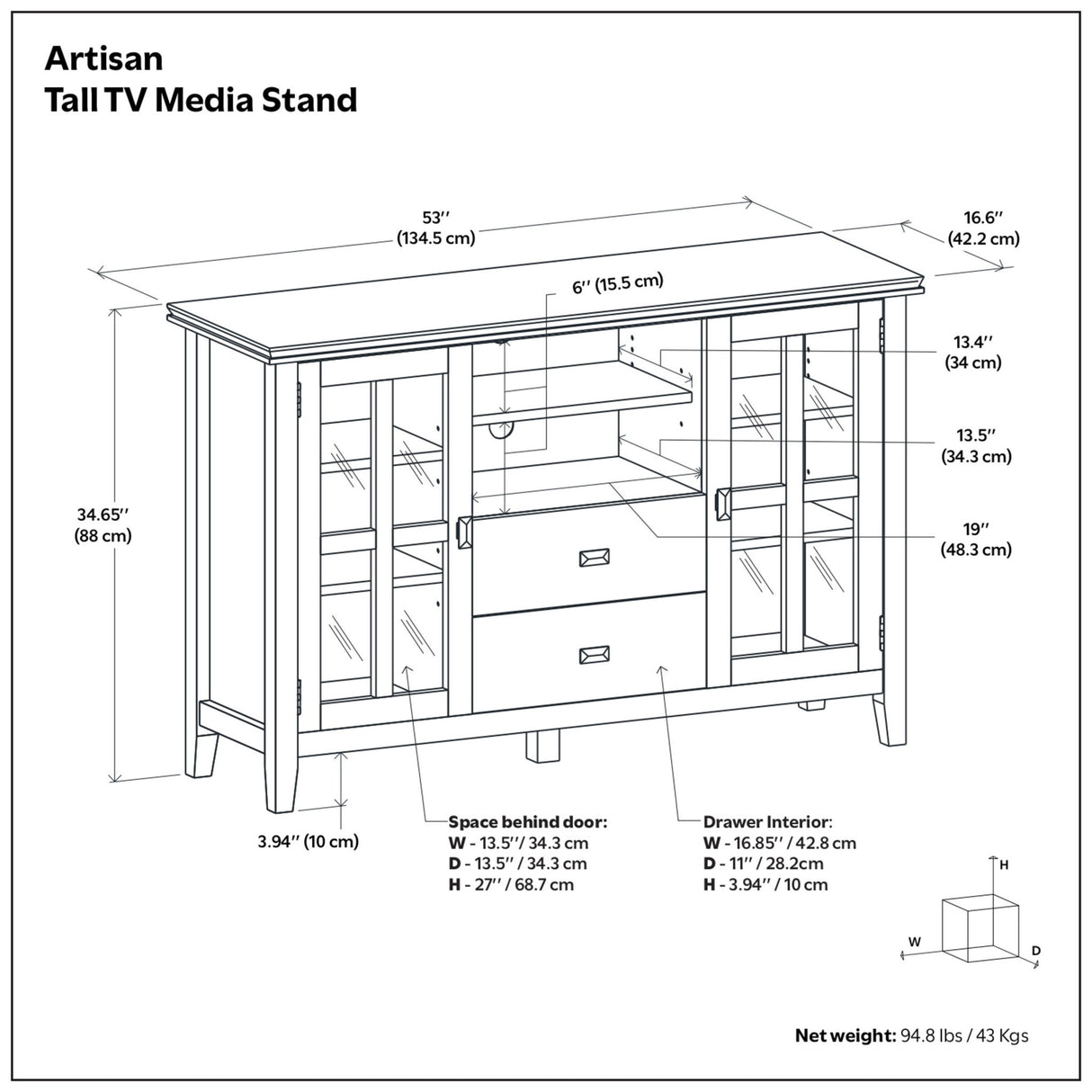 Artisan - Handcrafted Tall TV Media Stand
