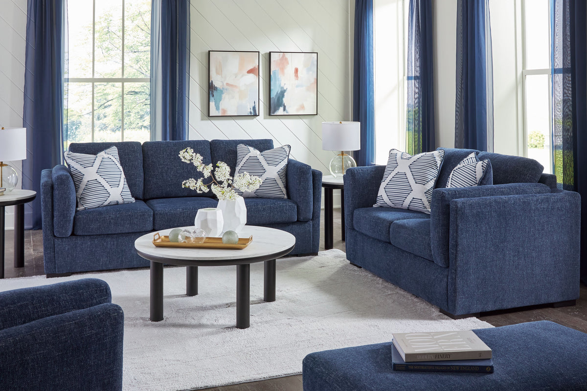 Evansley - Living Room Set Blue 4 Pc. Sofa, Loveseat, Chair And A Half, Ottoman by Benchcraft® | Bel Furniture