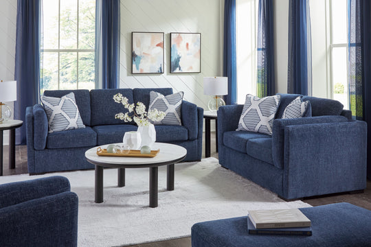 Evansley - Living Room Set Blue 4 Pc. Sofa, Loveseat, Chair And A Half, Ottoman by Benchcraft® | Bel Furniture