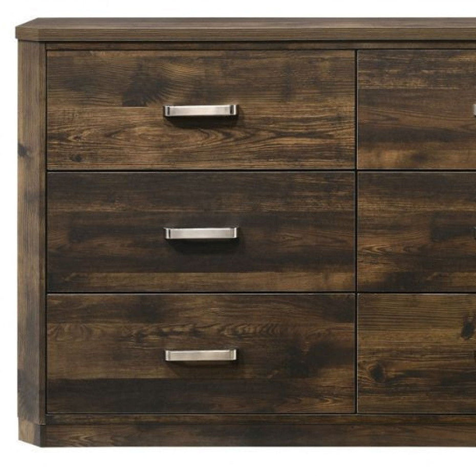 Solid Wood / Six Drawer Double Dresser - Dark Brown