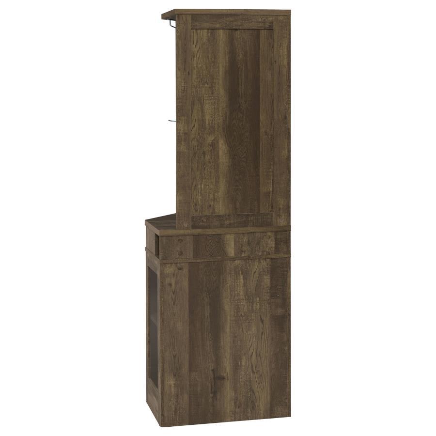 Alviso - 1-Drawer Corner Home Bar Wine Cabinet - Rustic Oak by CoasterEveryday | Bel Furniture