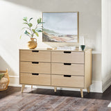 Mid-Century Hans 6 Drawer Dresser With Cut-Out Handles by Walker Edison | Bel Furniture