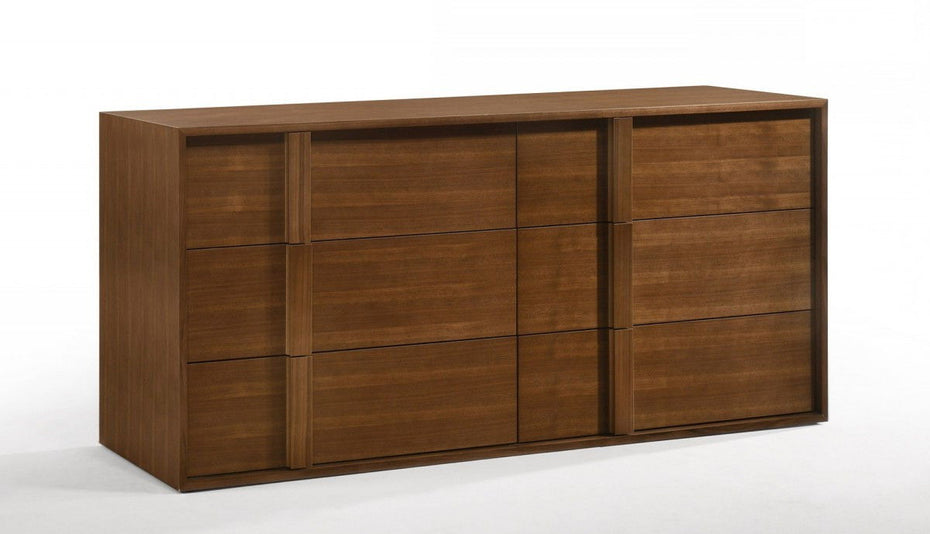 Wood Six Drawer Double Dresser - Walnut