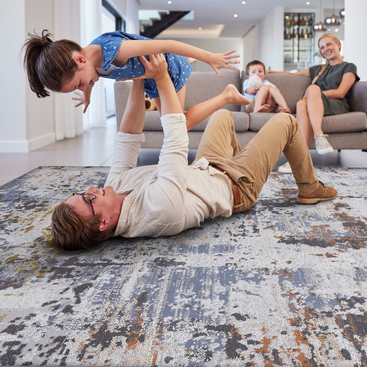 Payas - 6' X 9' Abstract Area Rug - Ivory / Blue - view 2