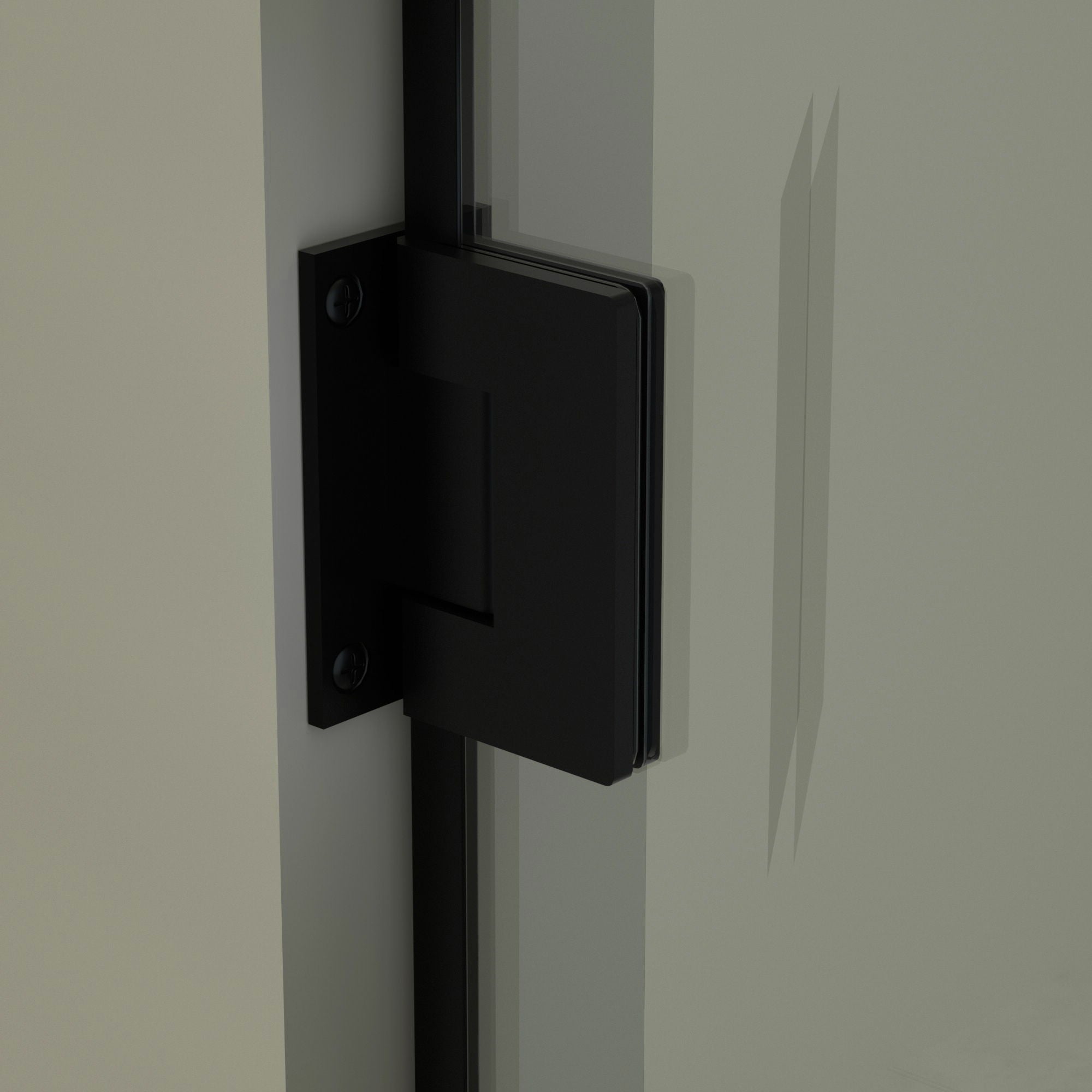 Semi-Frameless Double Hinges Shower Door In Matte , Tempered Glass, Reversible Installation - Black