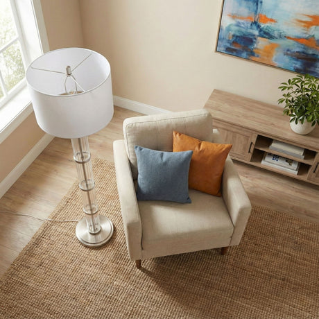 Nimbus - Floor Lamp With 3 Way Rotary Switch Clear Body Base - Silver Gray / White - view 4