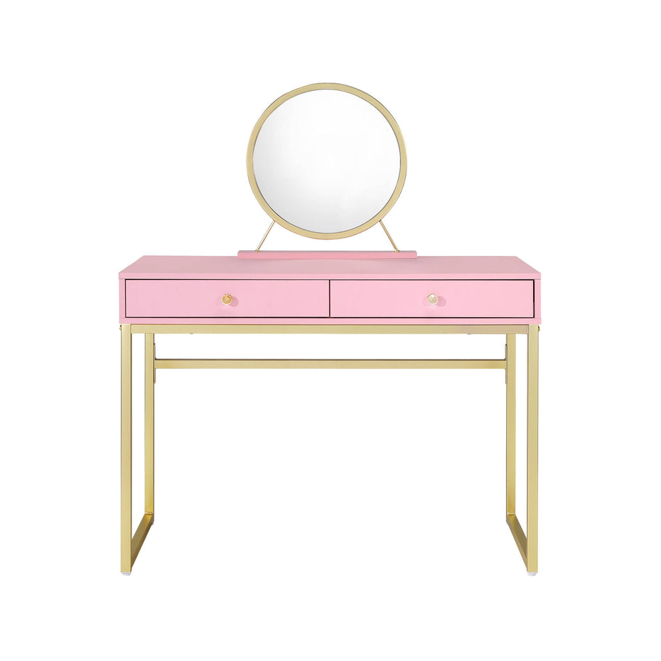 Mirrored Two Drawer Dresser - Pink