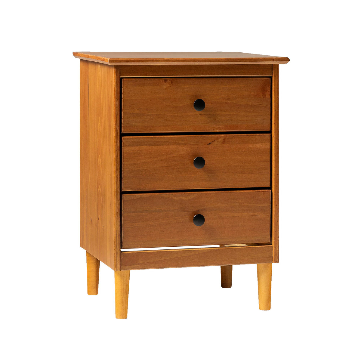Classic 3 Drawer Solid Wood Nightstand Light Brown by Walker Edison | Bel Furniture