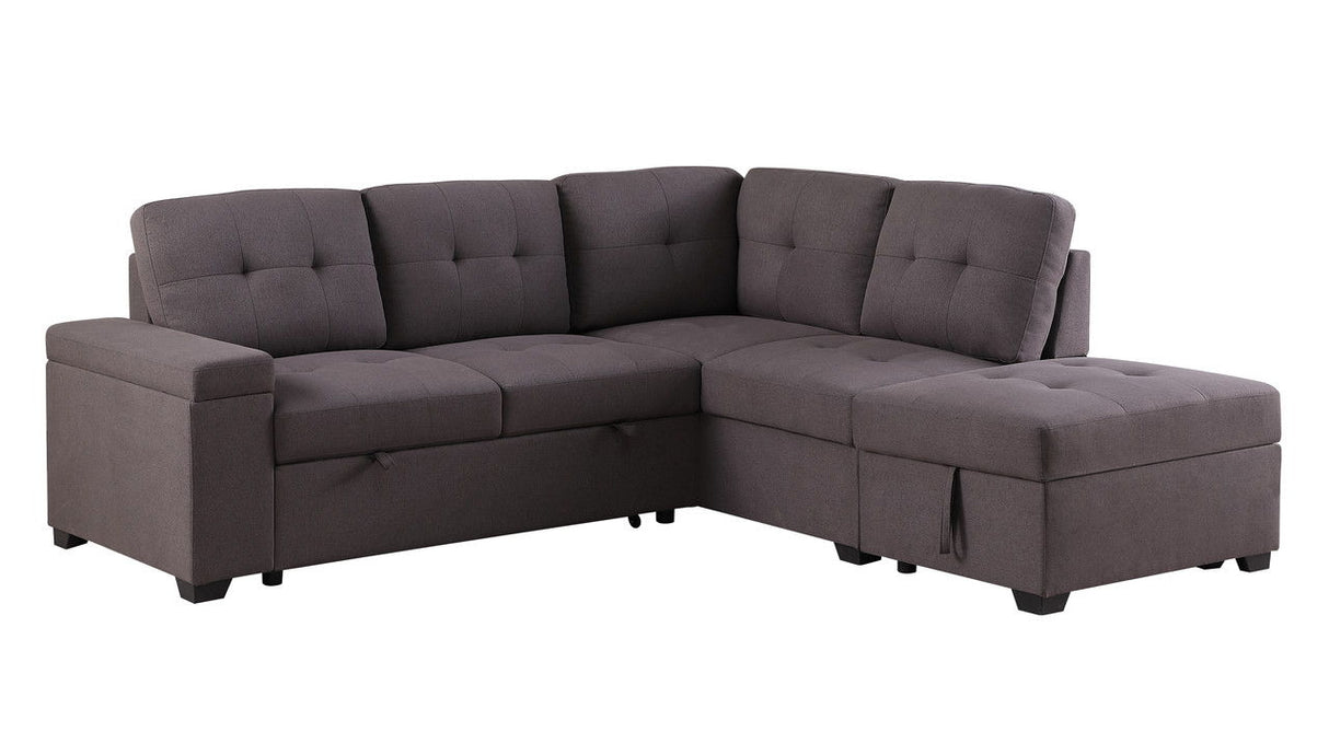 Katie - Sleeper Sectional Sofa With Storage Ottoman, Storage Arm - Brown