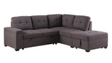 Katie - Sleeper Sectional Sofa With Storage Ottoman, Storage Arm - Brown