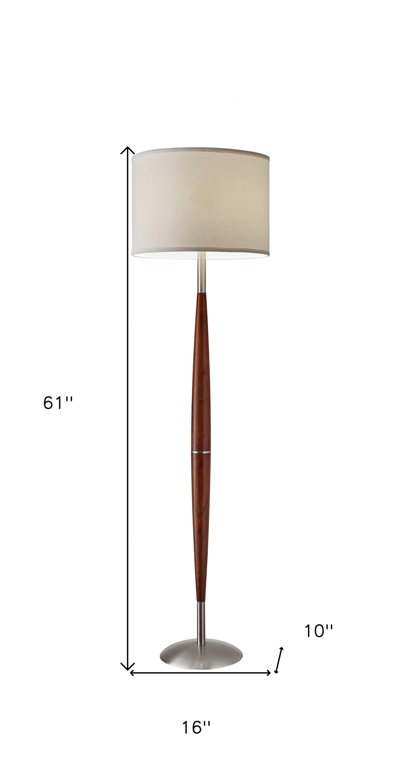 Solid Wood Traditional Shaped Floor Lamp With Drum Shade - White