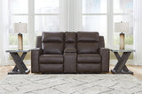 Lavenhorne - Granite - Dbl Rec Loveseat W/Console by Signature Design by Ashley® | Bel Furniture