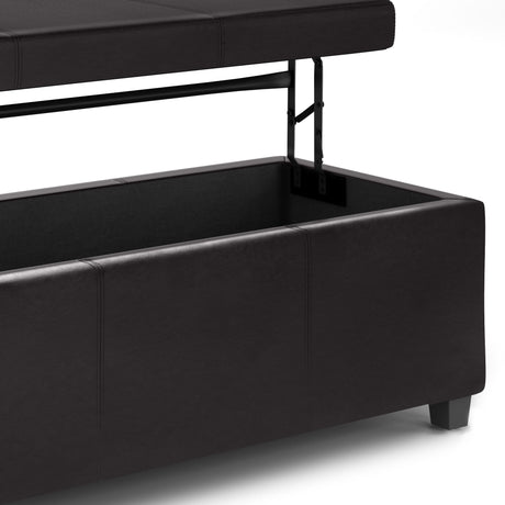 Avalon - Lift Top Rectangular Storage Ottoman - Tanners Brown by Simpli-Home | Bel Furniture