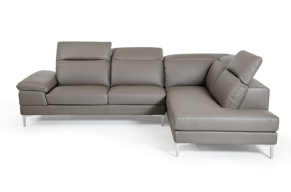 Eco Leather Wood Steel And Foam Sectional Sofa - Gray