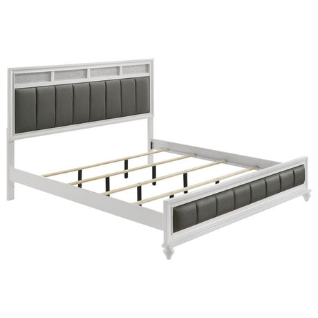 Barzini - Upholstered Panel Bed Dark Gray King by CoasterEveryday | Bel Furniture