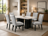 Cream 12-Piece 3-Room Furniture Package with Sectional, Queen Bed & Dining Set