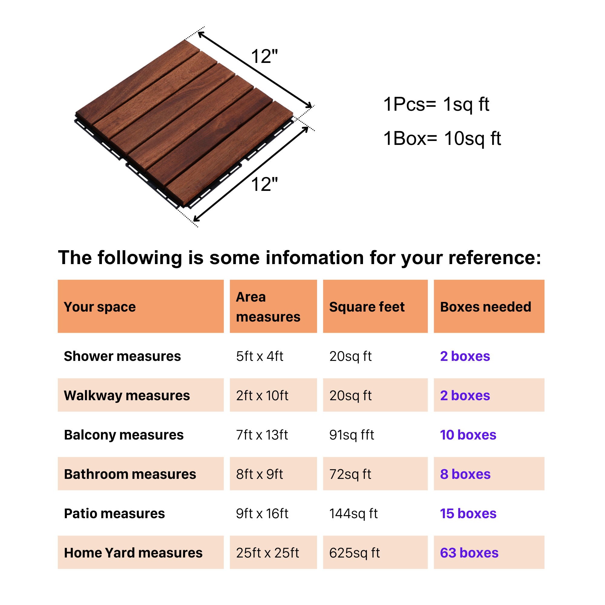 Interlocking Deck Tiles Striped Pattern, Square Acacia Hardwood Outdoor Flooring For Patio, Bancony, Pool Side