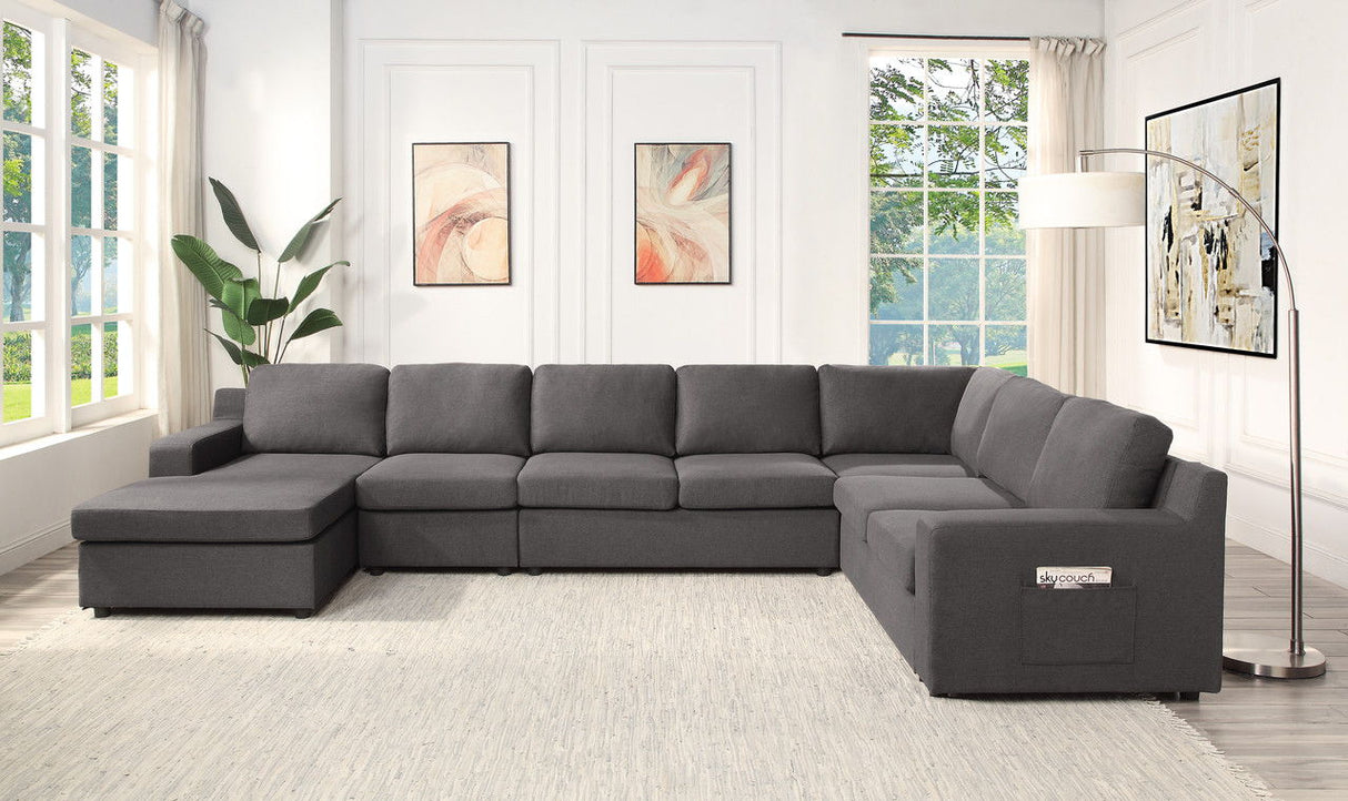 Waylon - Linen Sectional Sofa by Lilola Home | Bel Furniture