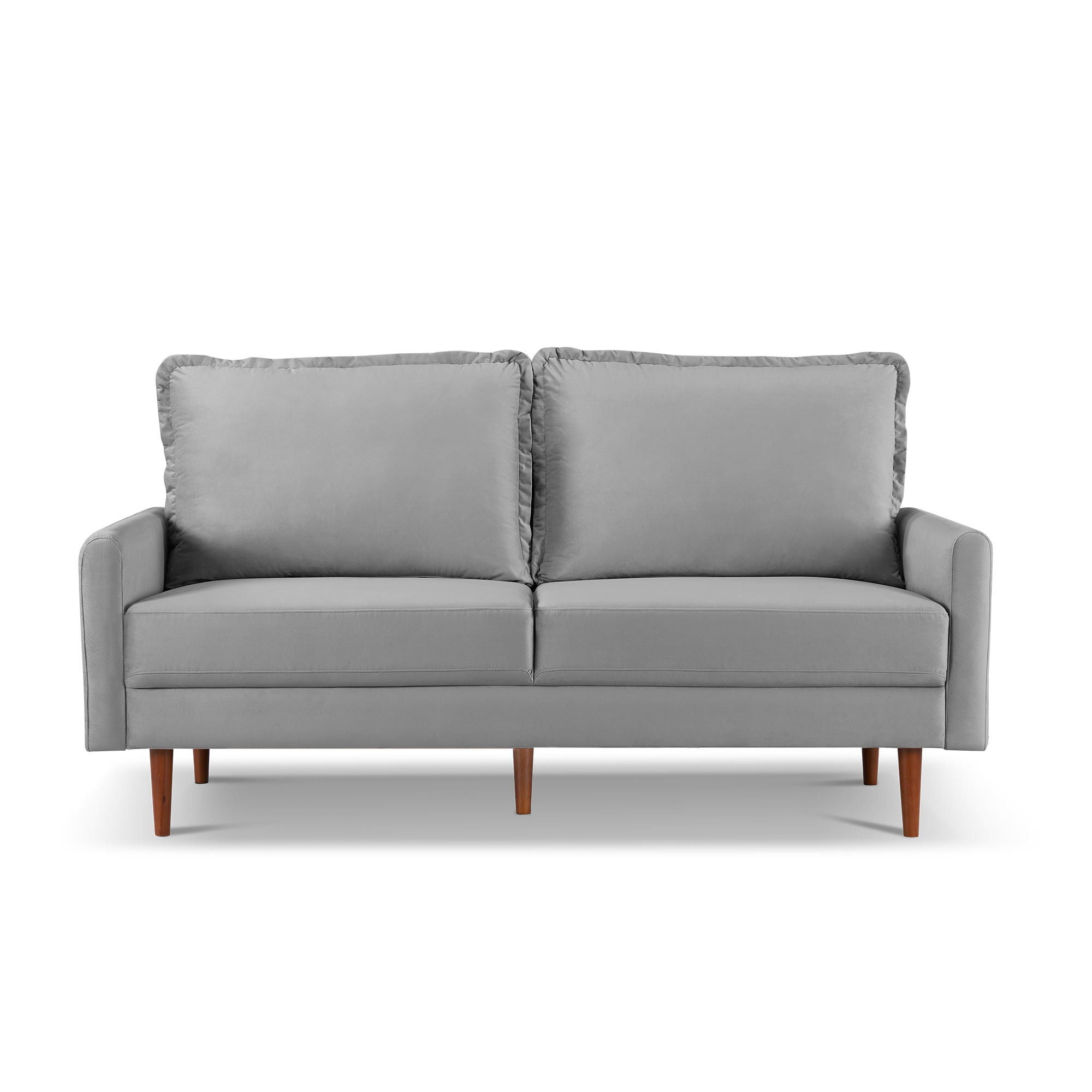 Sofa Velvet With Dark Brown Legs - Gray