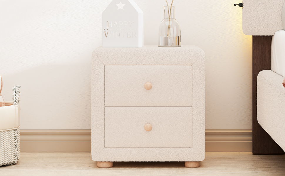 Teddy Fleece Nightstand With 2 Drawers