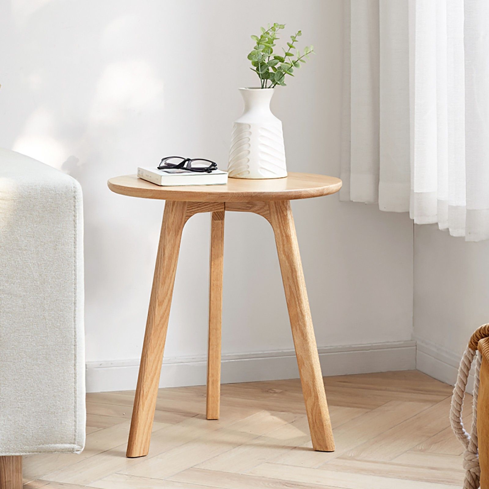 Round Small End Table, Side Table For Bedroom & Balcony