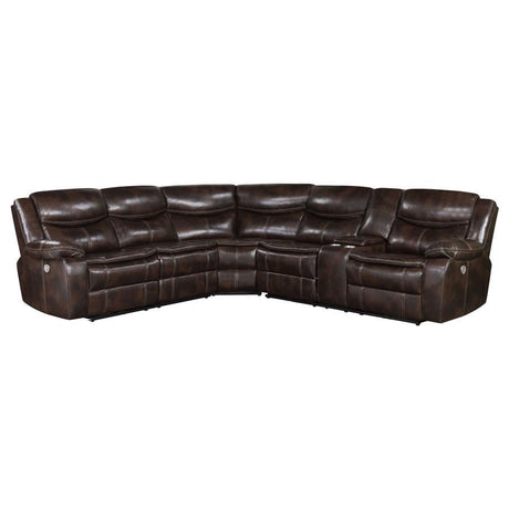 Sycamore - Upholstered Power Reclining Sectional Sofa Dark Brown by Coaster Fine Furniture | Bel Furniture