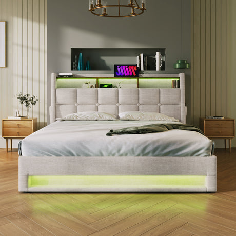 Upholstered Platform Bed With A Hydraulic Storage System, LED And USB Charging (Without Mattress) - view 14