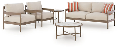 Bluff Trail - Loveseat, Lounge Chairs, Tables Set (Set of 5) - Beige - view 5
