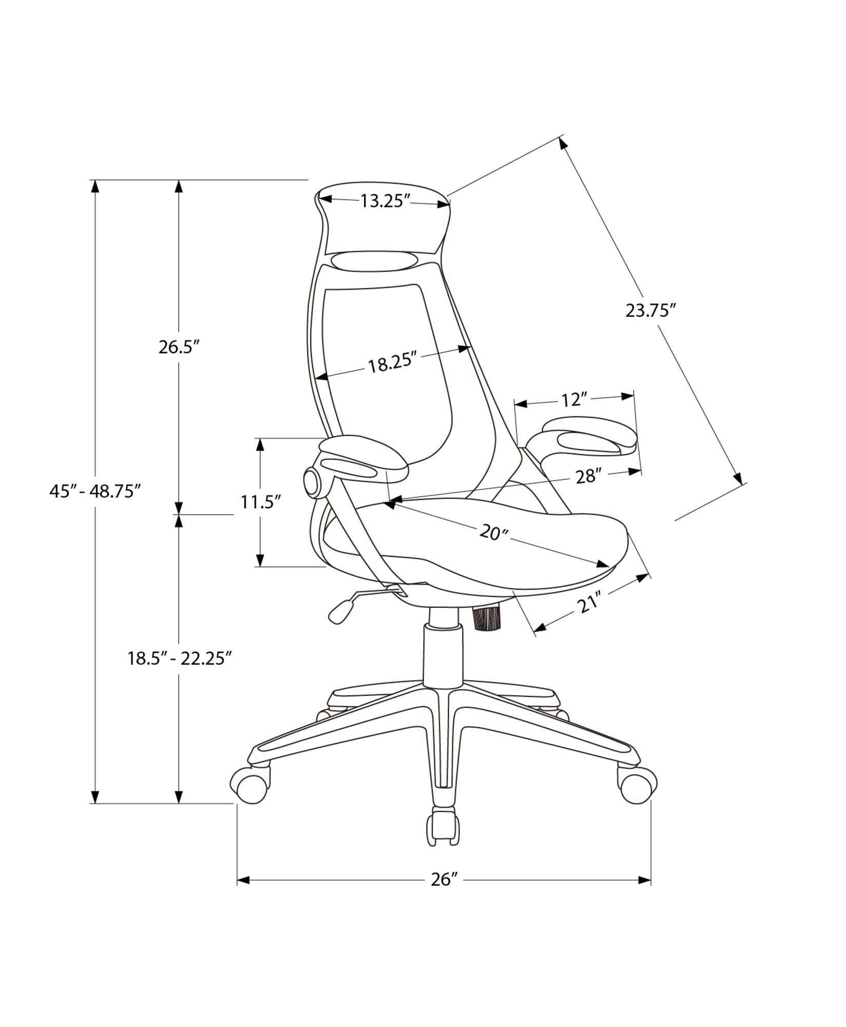 Office Chair, Adjustable Height, Swivel, Ergonomic, Armrests, Contemporary & Modern