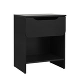 Modern Minimalist 1 Drawer Nightstand With Cubby Black by Walker Edison | Bel Furniture