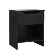 Modern Minimalist 1 Drawer Nightstand With Cubby Black by Walker Edison | Bel Furniture