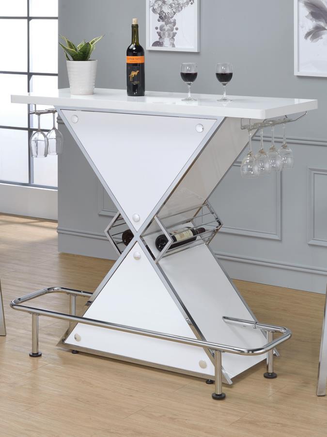 Atoka - Freestanding Home Bar Wine Cabinet - White High Gloss