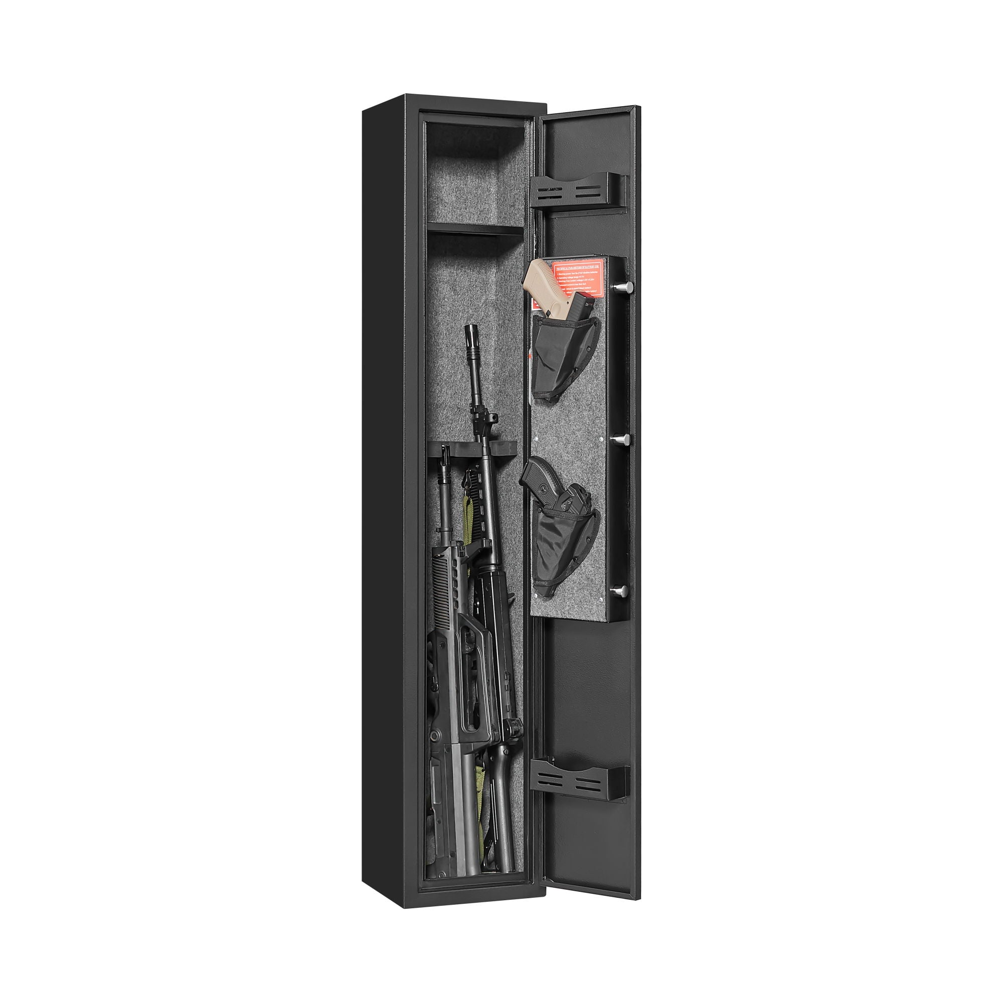 Sturdy Cabinet, With Led Lights, Removable Shelf Bullet Rack And Gun Rack - Black Gun