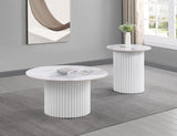 Rowena - Faux Marble Coffee Table Set White 2 Pc. Coffee Table, End Table by Coaster Fine Furniture | Bel Furniture