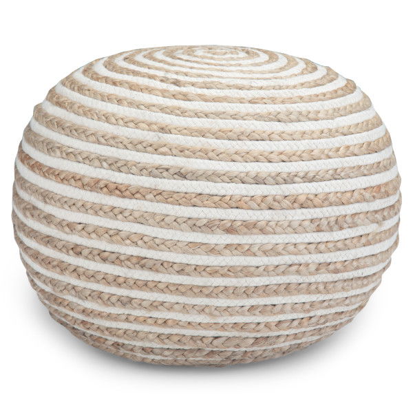 Yolanda - Round Pouf - Natural by Simpli-Home | Bel Furniture