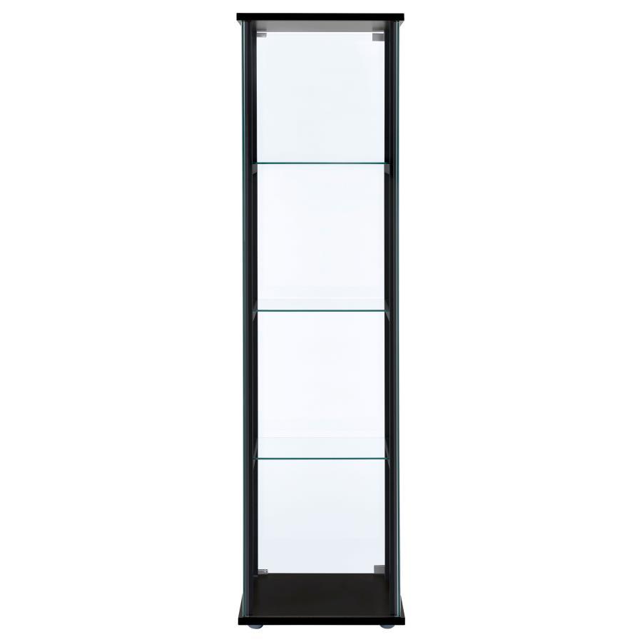 Cyclamen - 4-Shelf Clear Glass Curio Display Cabinet - Black