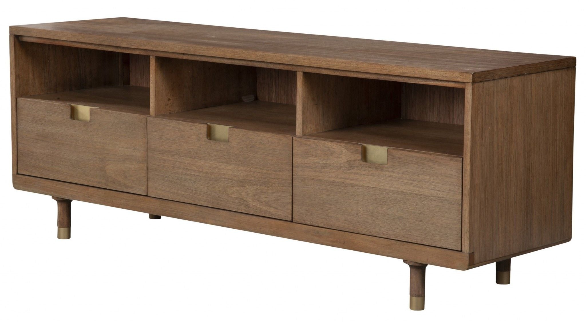 Solid Wood Open Shelving TV Stand - Sand