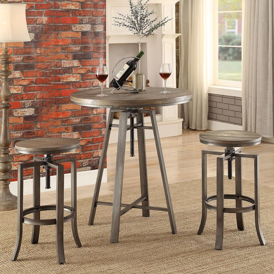 Bartlett - Adjustable Height Swivel Bar Stools (Set of 2) - Brushed Nutmeg And Slate Gray