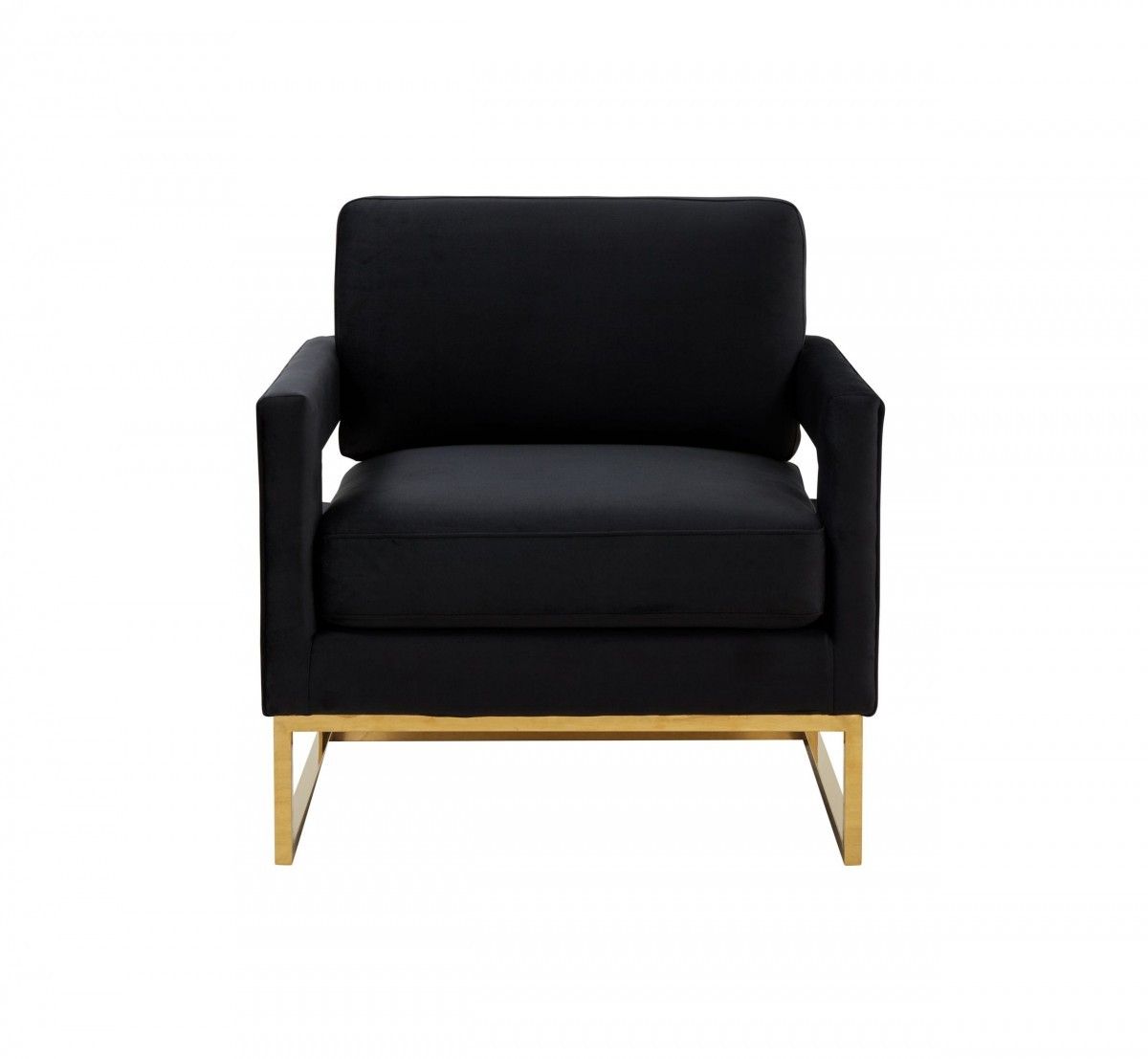 Velvet Arm Chair - Black / Gold