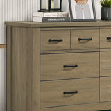 Finn - Oak Finish Dresser With 6 Drawers And Black Handles - Coffee Gray by Lilola Home | Bel Furniture